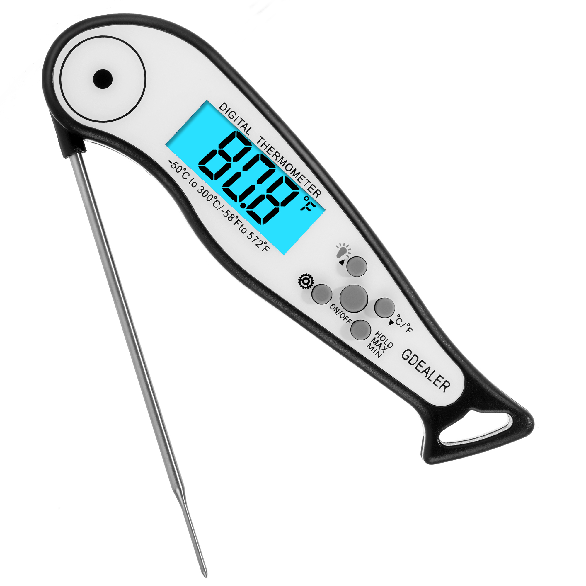 GDEALER Alarm Meat Thermometer Waterproof Super Fast Instant Read Thermometer with Calibration Function Back-lit Digital BBQ thermometer Kitchen Cook Thermometer for Grill Smoker Food,Candy,Milk by GDEALER