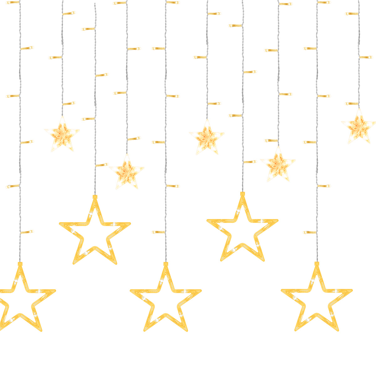 GDEALER Twinkle Star 12 Stars 138 LED Curtain String Lights, Window Curtain Lights Fairy Lights for Wedding Party Bedroom,Hanging Lights Twinkle Lights Christmas Lights Wall Decor Warm White 
