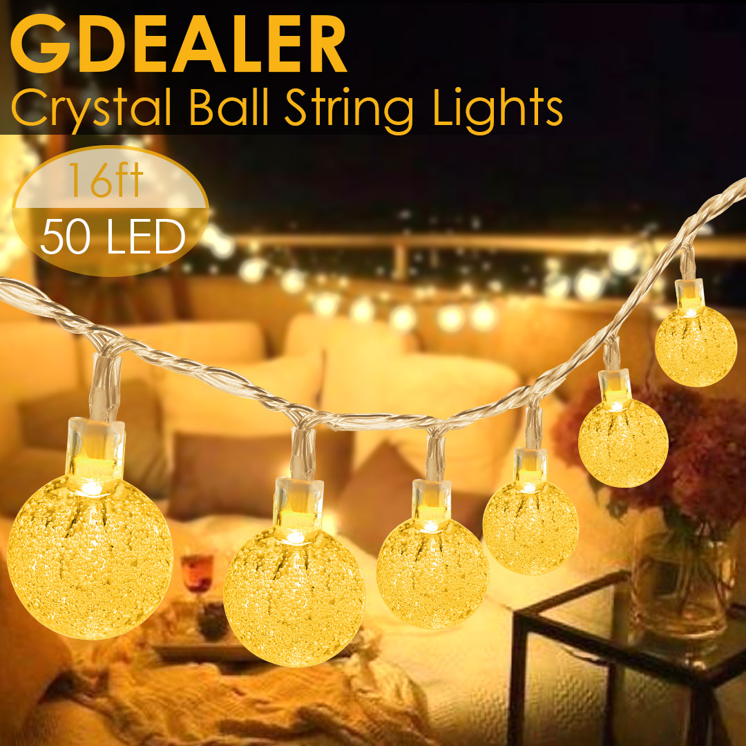 GDEALER 16 FT 50 LED Globe Lights Clearer Brighter Crystal Ball Fairy Lights with Remote Twinkle Lights Decor for Indoor Outdoor Home Party Wedding Bedroom Garden Warm White 