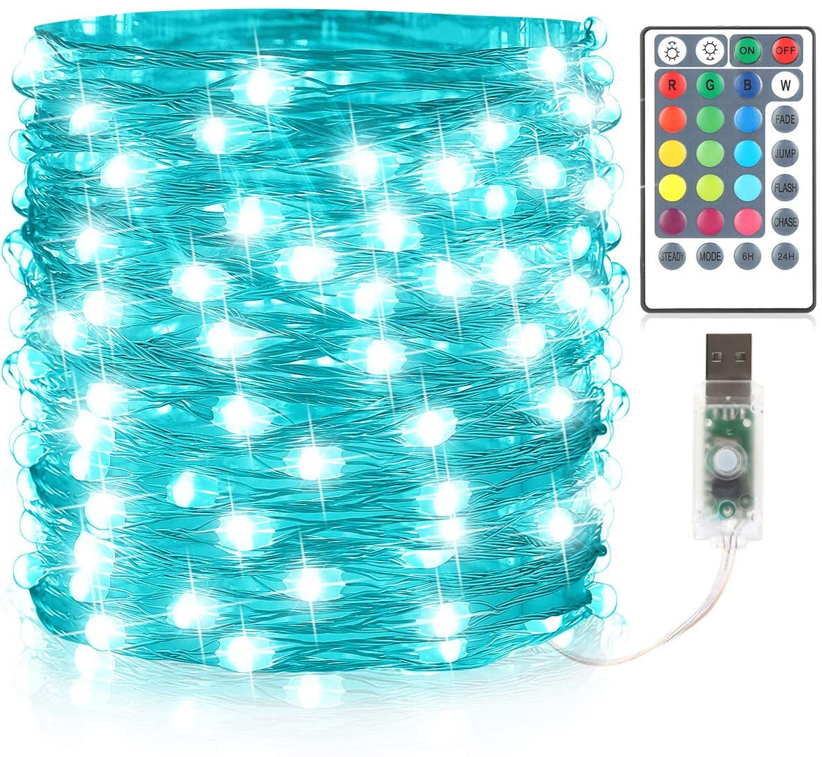 GDEALER 33Ft 100Led Fairy Lights 16 Colors 8 Modes USB Plug in String Lights Christmas Lights with Remote Multi Color Changing Twinkle Firefly Lights for Christmas Decor Bedroom Wedding Party